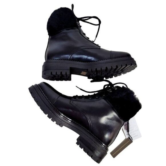New - NAPOLEONI Made In Italy Lace Up Combat Booties BlackSize 9